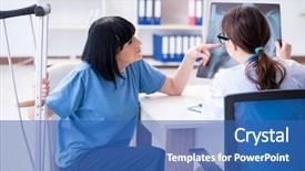  Presentation with incident - Slide deck having old mature woman after incident background and a ocean colored foreground