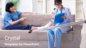  Presentation with incident - Cool new slide deck with old mature woman after incident backdrop and a gray colored foreground