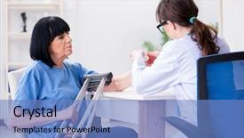  Presentation with incident - Audience pleasing slide set consisting of old mature woman after incident backdrop and a  colored foreground