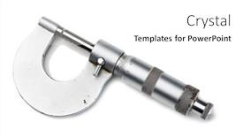  Presentation with mechanical - Slides with old-mechanical-micrometer-isolated background and a white colored foreground