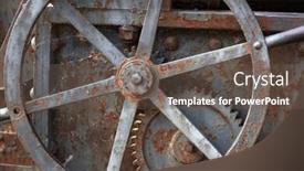  Presentation with mechanism - Theme featuring old mechanism with a gear closeup background and a gray colored foreground