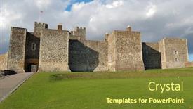  Presentation with old england - Colorful PPT layouts enhanced with old-medieval-castle-in-dover backdrop and a tawny brown colored foreground