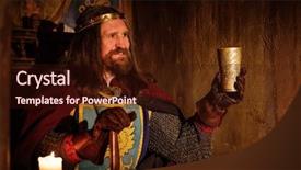  Presentation with king throne - Beautiful PPT theme featuring old medieval king with goblet backdrop and a wine colored foreground