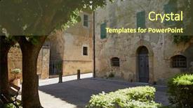  Presentation with city street - Audience pleasing presentation theme consisting of old mediterranean town - lovely tuscan backdrop and a tawny brown colored foreground