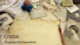  Presentation with old memories - PPT layouts having old memories - vintage composition with pen background and a lemonade colored foreground