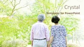  Presentation with old men - Presentation consisting of old men tying a hand background and a soft green colored foreground