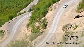  Presentation with mercedes - Theme featuring old mercedes is traveling downhill background and a coral colored foreground