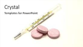  Presentation with medical pills - Audience pleasing presentation theme consisting of old mercury medical thermometer backdrop and a white colored foreground