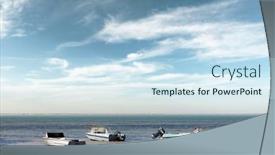  Presentation with black sea - Audience pleasing presentation theme consisting of old-metal-boats-on-clear backdrop and a sky blue colored foreground