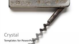  Presentation with corkscrew - Beautiful theme featuring old-metal-corkscrew-on-white backdrop and a  colored foreground