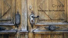  Presentation with old wood - Slide deck featuring old-metal-door-handle background and a coral colored foreground