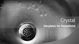  Presentation with drain - Presentation theme consisting of old-metal-drain-with-water background and a gray colored foreground