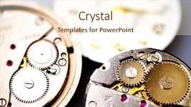 Presentation with mechanical gear - Theme having old metal mechanical clock background and a  colored foreground