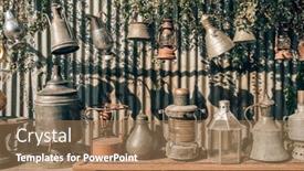  Presentation with copper - Beautiful slide deck featuring old-metal-pots-copper-jugs backdrop and a coral colored foreground
