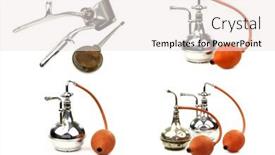  Presentation with water - Slide deck featuring old-metal-water-dispensers background and a sky blue colored foreground