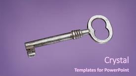  Presentation with metallic - Theme consisting of old metallic key on lila background and a  colored foreground