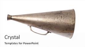  Presentation with metallic - Presentation theme featuring old metallic megaphone isolated background and a white colored foreground