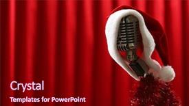  Presentation with red curtain - Colorful PPT theme enhanced with old microphone decorated with christmas backdrop and a  colored foreground