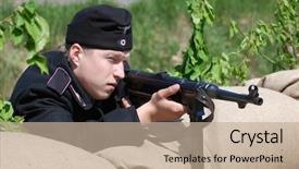  Presentation with ww2 film - Audience pleasing theme consisting of old military - german soldier ww2 reenacting backdrop and a coral colored foreground