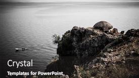  Presentation with military - Presentation theme consisting of old military bunker at lake ohrid in lin village albania personal editing background and a dark gray colored foreground