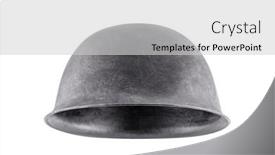  Presentation with military - Presentation theme consisting of old-military-helmet-isolated background and a light gray colored foreground