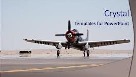  Presentation with aircraft takeoff - Amazing presentation theme having old military propeller aircraft backdrop and a  colored foreground