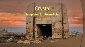  Presentation with seashore - Presentation design having old-military-tower background and a coral colored foreground
