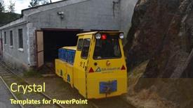  Presentation with geology - Presentation design enhanced with old-mine-locomotive-the-quarry background and a tawny brown colored foreground