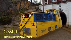  Presentation with geology - Amazing presentation theme having old-mine-locomotive-the-quarry backdrop and a tawny brown colored foreground