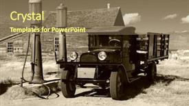  Presentation with ghost - Audience pleasing PPT theme consisting of old mining - 1927 vintage truck in bodie backdrop and a violet colored foreground