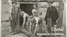  Presentation with support - Beautiful theme featuring old mining - miners taking trunks to support backdrop and a gray colored foreground