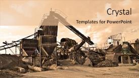  Presentation with stone - Amazing PPT layouts having old mining - stone crushers backdrop and a coral colored foreground