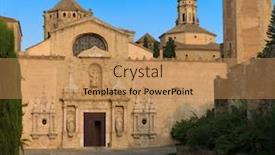  Presentation with monastery - Slide deck consisting of old-monastery-of-poblet background and a coral colored foreground