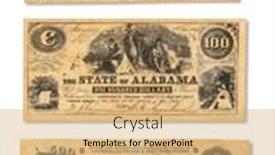  Presentation with money notes - Beautiful PPT theme featuring old-money-bank-notes backdrop and a coral colored foreground