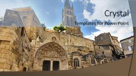  Presentation with saint - Slide deck with old monolithic church background and a light blue colored foreground