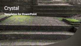  Presentation with thai temple - Presentation theme having old mossy brick steps at a thai temple background and a dark gray colored foreground