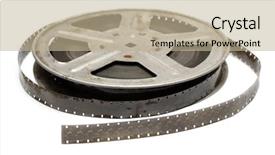 Presentation with movie reel - Audience pleasing PPT theme consisting of old movie film on metal backdrop and a mint green colored foreground