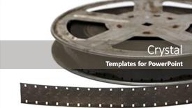  Presentation with movie reel - Cool new presentation design with old-movie-film-on-metal backdrop and a dark gray colored foreground