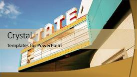  Presentation with 1940 - Presentation having old movies - abandoned theater built background and a yellow colored foreground