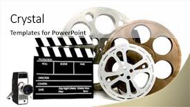  Presentation with director - Slides consisting of old movies - studio film items canisters vintage background and a white colored foreground