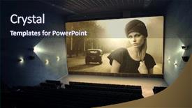  Presentation with movie screen - Presentation featuring old movies - vintage movie on a cinema background and a wine colored foreground