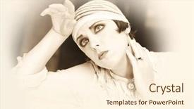  Presentation with movies - Amazing PPT theme having old movies - woman portrait retrospective review 20-s backdrop and a cream colored foreground