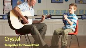  Presentation with old music - Slide deck enhanced with old music - male teacher playing guitar background and a tawny brown colored foreground