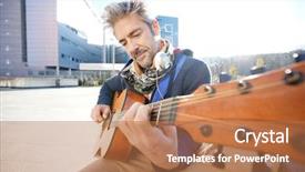  Presentation with science guy - Audience pleasing theme consisting of old music - mature trendy guy playing backdrop and a coral colored foreground