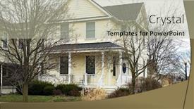  Presentation with neighborhood - Slide set consisting of old neighborhood yellow house background and a mint green colored foreground