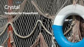  Presentation with net - Theme with old net and old lifebuoy background and a gray colored foreground