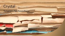  Presentation with news paper - Audience pleasing presentation design consisting of old news papers pile backdrop and a coral colored foreground