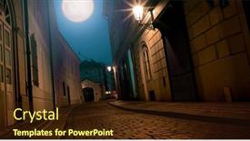  Presentation with night sky moon - PPT theme having old-night-street-of-prague background and a wine colored foreground