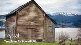  Presentation with traditional wood - Beautiful slides featuring old norwegian traditional house backdrop and a violet colored foreground