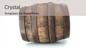  Presentation with oak barrel - Beautiful presentation theme featuring old oak barrel isolated backdrop and a light gray colored foreground
